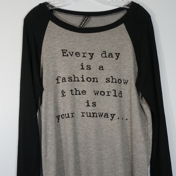 Triumph Tops - Triumph L/S Fashion Show Black and Gray Top